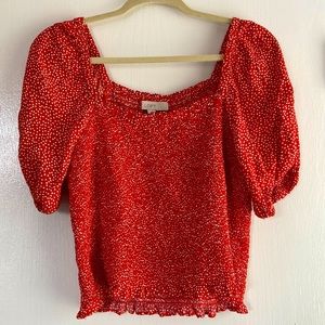 LOFT Dotted Smocked Blouse